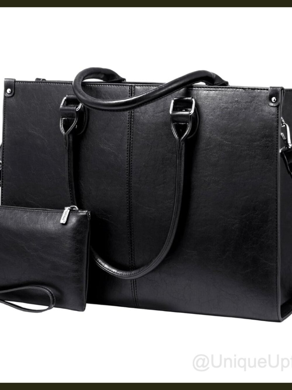 LOVEVOOK Laptop Tote Bag Faux Leather 15.6 Inch Work Bag with Clutch